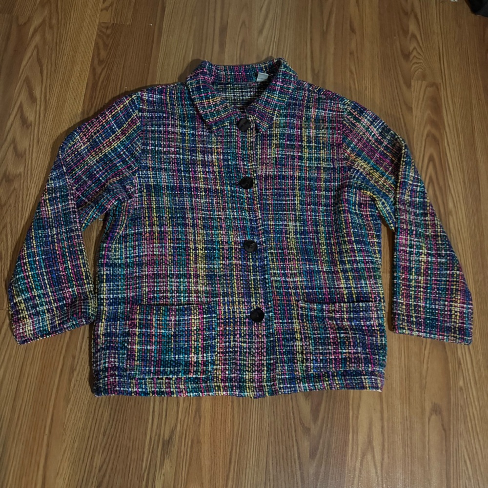 Chico’s Vintage Multicolor Tweed‎ Jacket Top Classic Preppy Old Money Art
